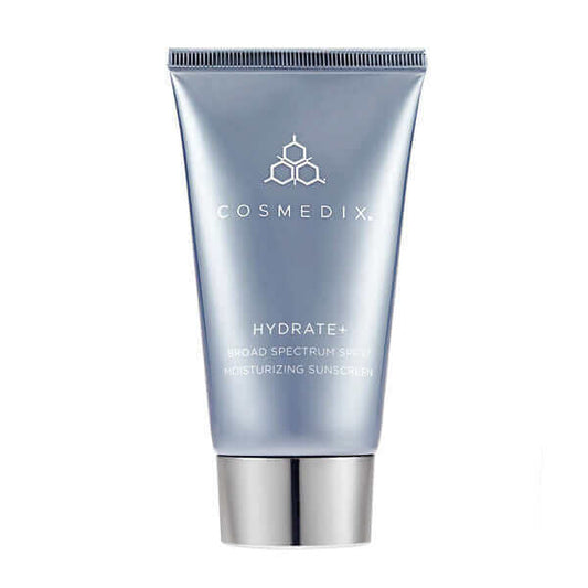 A tube of Hydrate + , it is a Moisturizing Sunscreen with SPF 17 that provides much-needed hydration to the skin, helping fight signs of aging while offering broad spectrum UV protection.