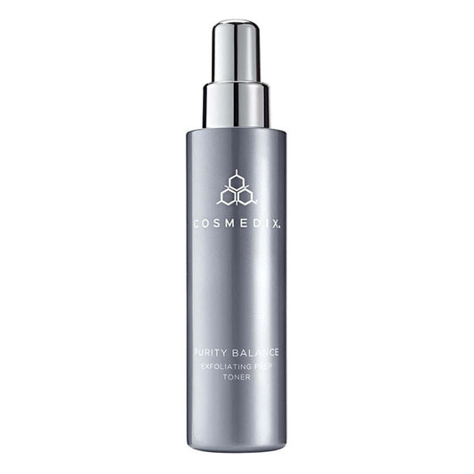Close up of Purity Balance bottle. Purity Balance is a pore-refining toner that exfoliates and preps skin as it helps absorb excess oil and impurities for a clearer-looking complexion.