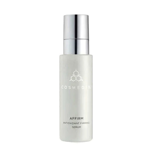 A bottle of Affirm serum, it is a supercharged Antioxidant Firming Serum