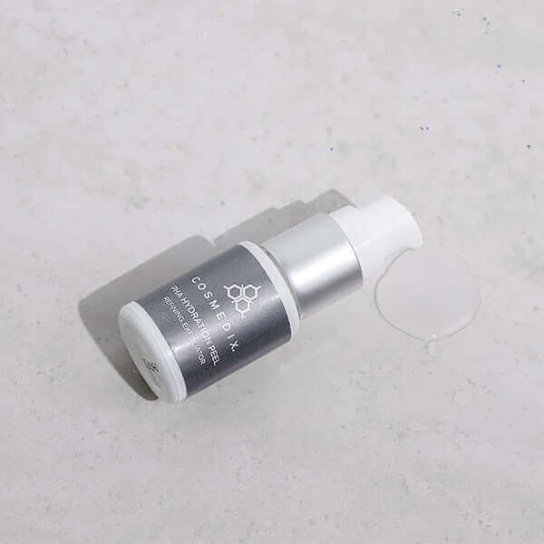 PHA Peel bottle on it's side, it is a multi-acid Level 1 exfoliant that’s gentle enough for all skin types, 